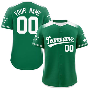 Custom Kelly Green White Gradient Side Personalized Star Pattern Authentic Baseball Jersey