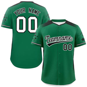 Custom Kelly Green Black Gradient Side Personalized Star Pattern Authentic Baseball Jersey