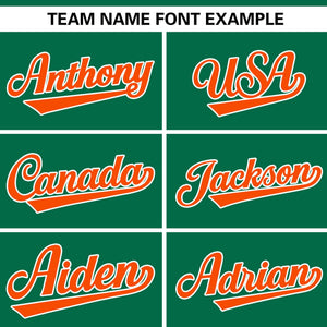 Custom Kelly Green Orange Gradient Side Personalized Star Pattern Authentic Baseball Jersey