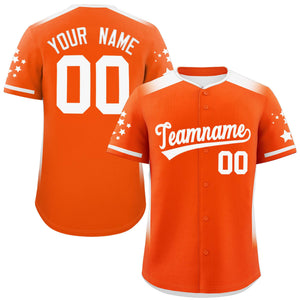 Custom Orange White Gradient Side Personalized Star Pattern Authentic Baseball Jersey