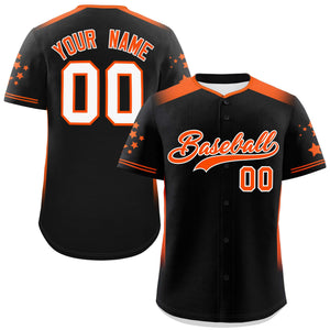 Custom Black Orange Gradient Side Personalized Star Pattern Authentic Baseball Jersey