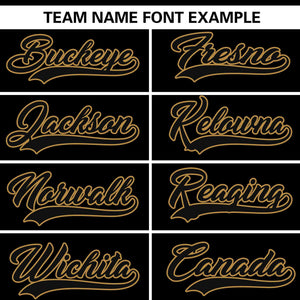 Custom Black Old Gold Gradient Side Personalized Star Pattern Authentic Baseball Jersey