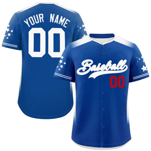 Custom Royal White Gradient Side Personalized Star Pattern Authentic Baseball Jersey