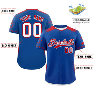 Custom Royal Red Gradient Side Personalized Star Pattern Authentic Baseball Jersey