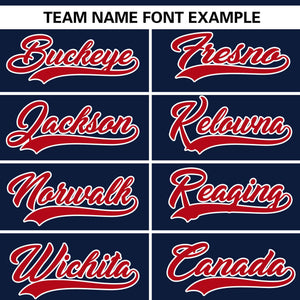 Custom Navy Red Gradient Side Personalized Star Pattern Authentic Baseball Jersey