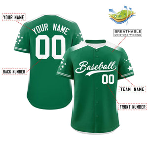 Custom Kelly Green White Gradient Side Personalized Star Pattern Authentic Baseball Jersey