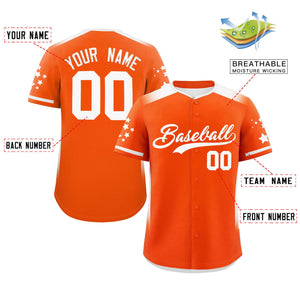 Custom Orange White Gradient Side Personalized Star Pattern Authentic Baseball Jersey