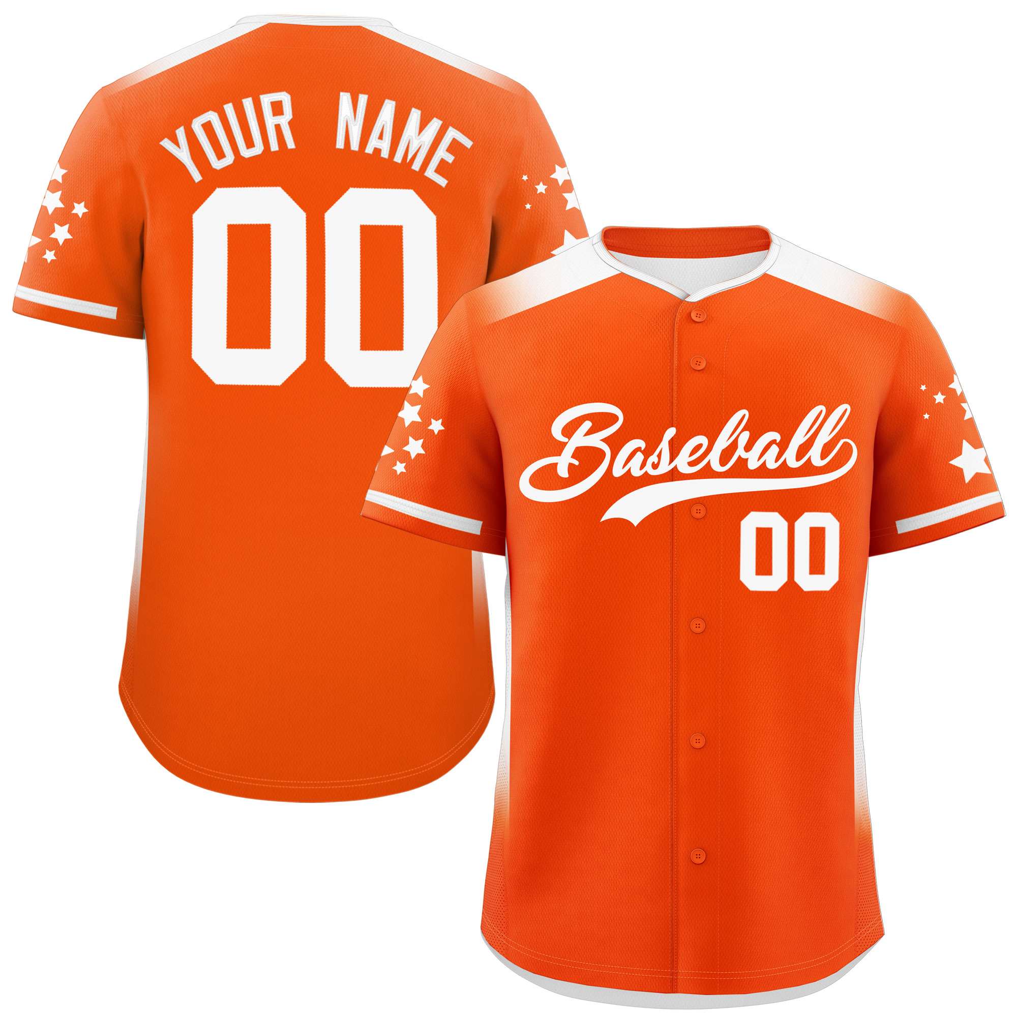 Custom Orange White Gradient Side Personalized Star Pattern Authentic Baseball Jersey