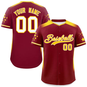 Custom Crimson Gold Gradient Side Personalized Star Pattern Authentic Baseball Jersey