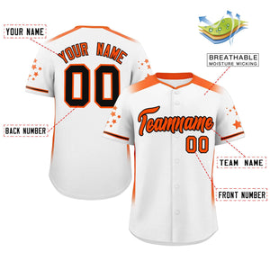 Custom White Orange Gradient Side Personalized Star Pattern Authentic Baseball Jersey