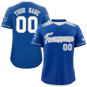 Custom Royal Gray Gradient Side Personalized Star Pattern Authentic Baseball Jersey