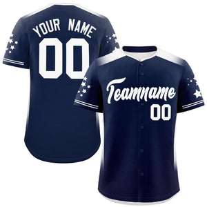 Custom Navy White Gradient Side Personalized Star Pattern Authentic Baseball Jersey