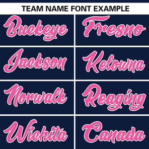 Custom Navy Pink Gradient Side Personalized Star Pattern Authentic Baseball Jersey