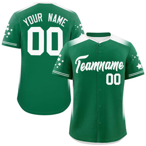 Custom Kelly Green White Gradient Side Personalized Star Pattern Authentic Baseball Jersey