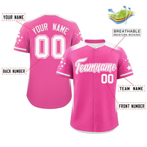 Custom Pink White Gradient Side Personalized Star Pattern Authentic Baseball Jersey