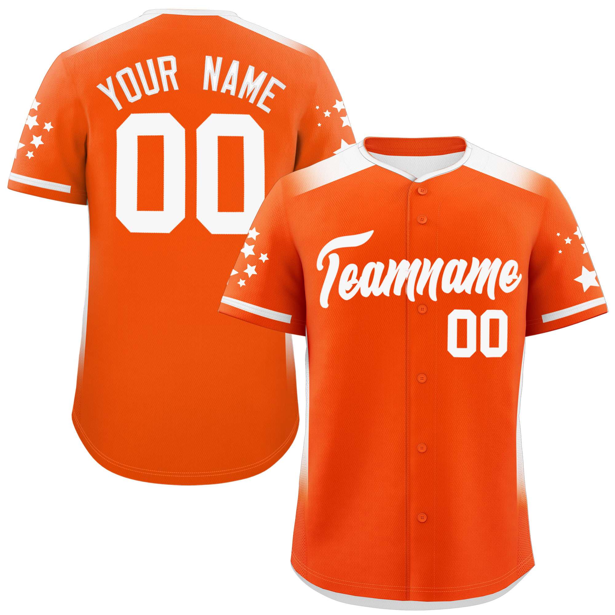 Custom Orange White Gradient Side Personalized Star Pattern Authentic Baseball Jersey