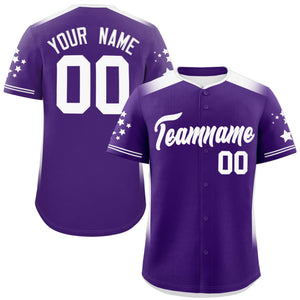 Custom Purple White Gradient Side Personalized Star Pattern Authentic Baseball Jersey