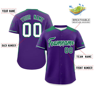 Custom Purple Kelly Green Gradient Side Personalized Star Pattern Authentic Baseball Jersey