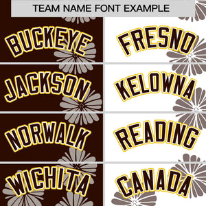 Custom Brown White Split Fashion Flower Graffiti Pattern Authentic Baseball Jersey