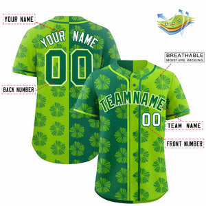 Custom Kelly Green Neon Green Split Fashion Flower Graffiti Pattern Authentic Baseball Jersey