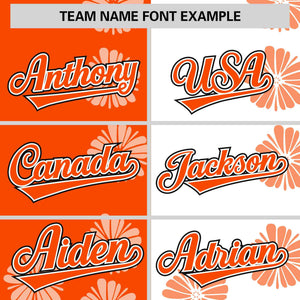 Custom Orange White Split Fashion Flower Graffiti Pattern Authentic Baseball Jersey