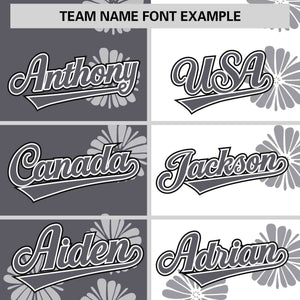 Custom Dark Gray White Split Fashion Flower Graffiti Pattern Authentic Baseball Jersey