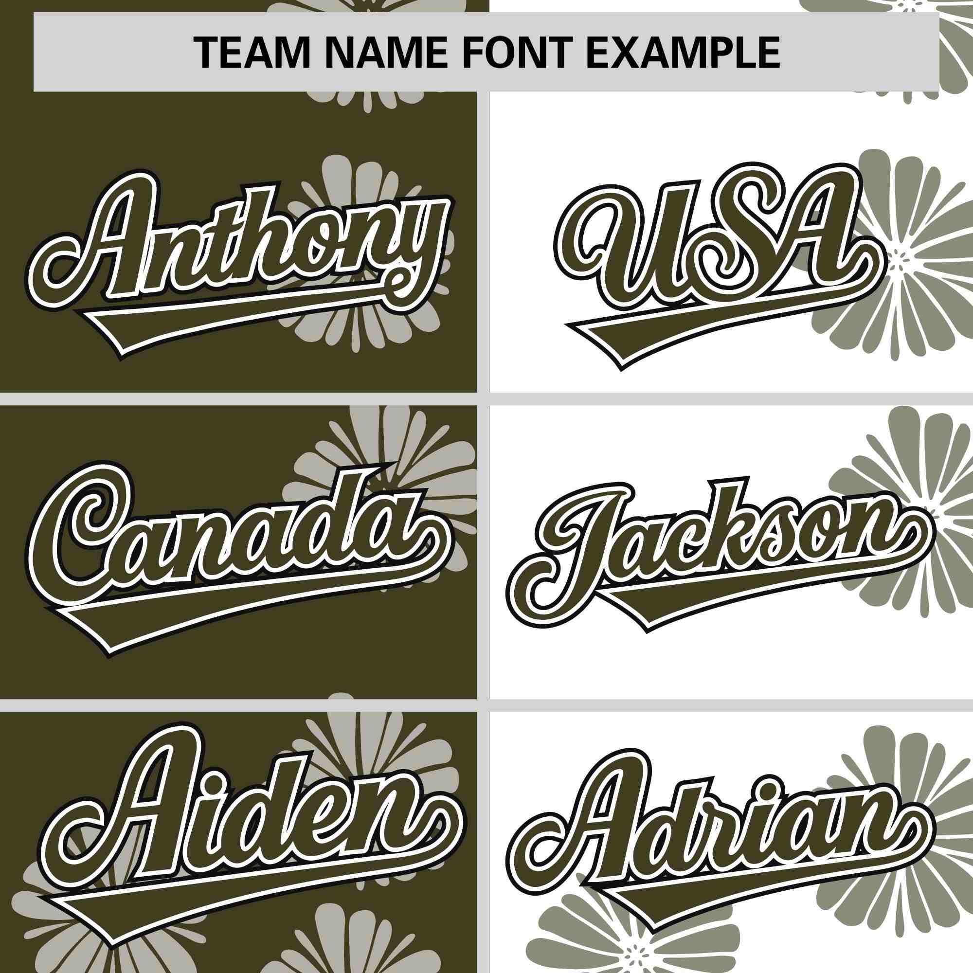 Custom Olive White Split Fashion Flower Graffiti Pattern Authentic Baseball Jersey