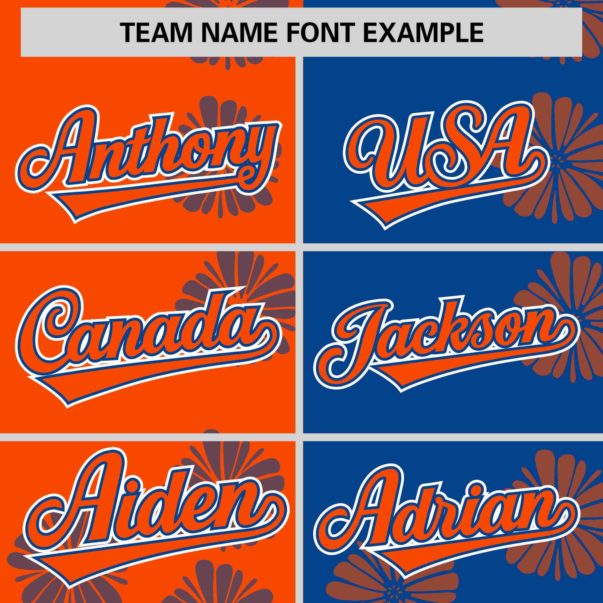 Custom Orange Royal Split Fashion Flower Graffiti Pattern Authentic Baseball Jersey