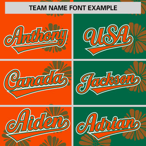 Custom Orange Kelly Green Split Fashion Flower Graffiti Pattern Authentic Baseball Jersey