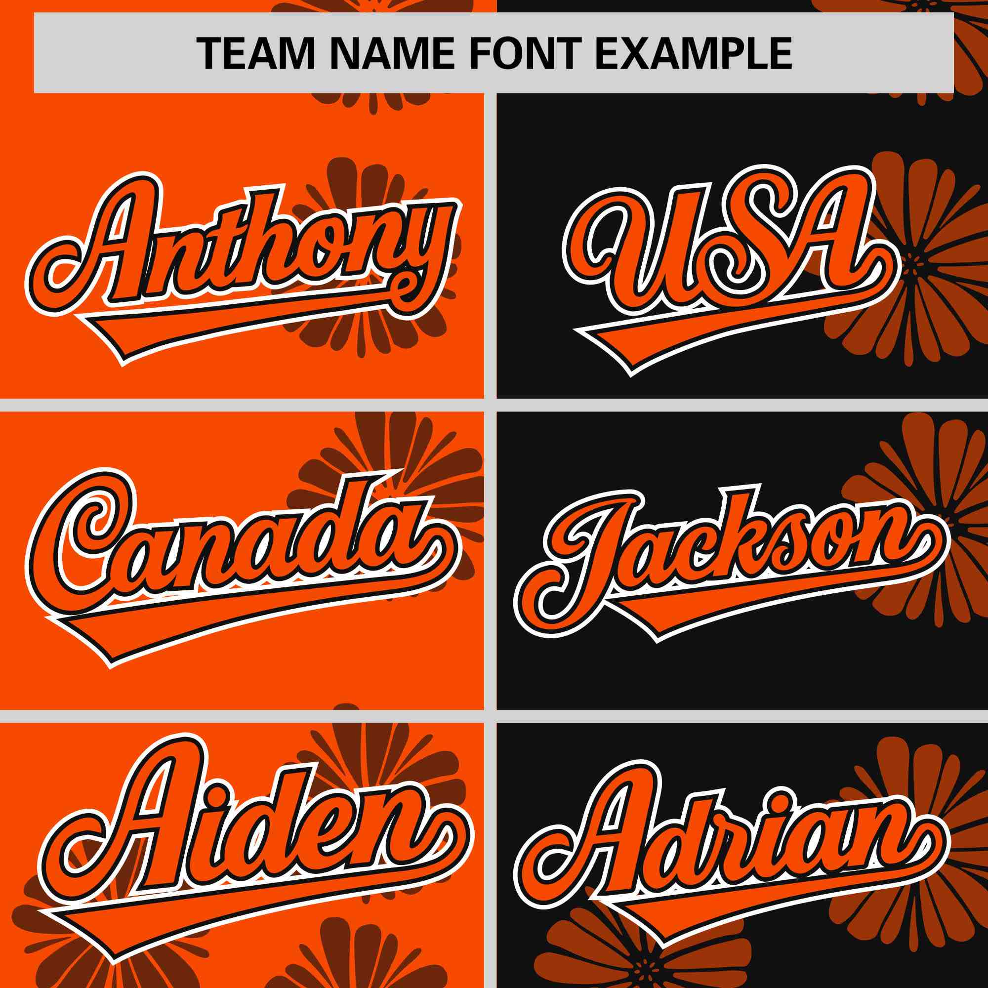 Custom Orange Black Split Fashion Flower Graffiti Pattern Authentic Baseball Jersey