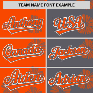 Custom Orange Dark Gray Split Fashion Flower Graffiti Pattern Authentic Baseball Jersey