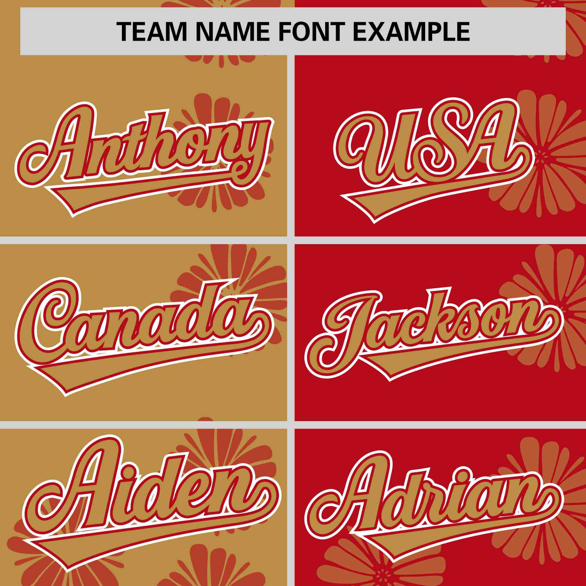 Custom Old Gold Red Split Fashion Flower Graffiti Pattern Authentic Baseball Jersey