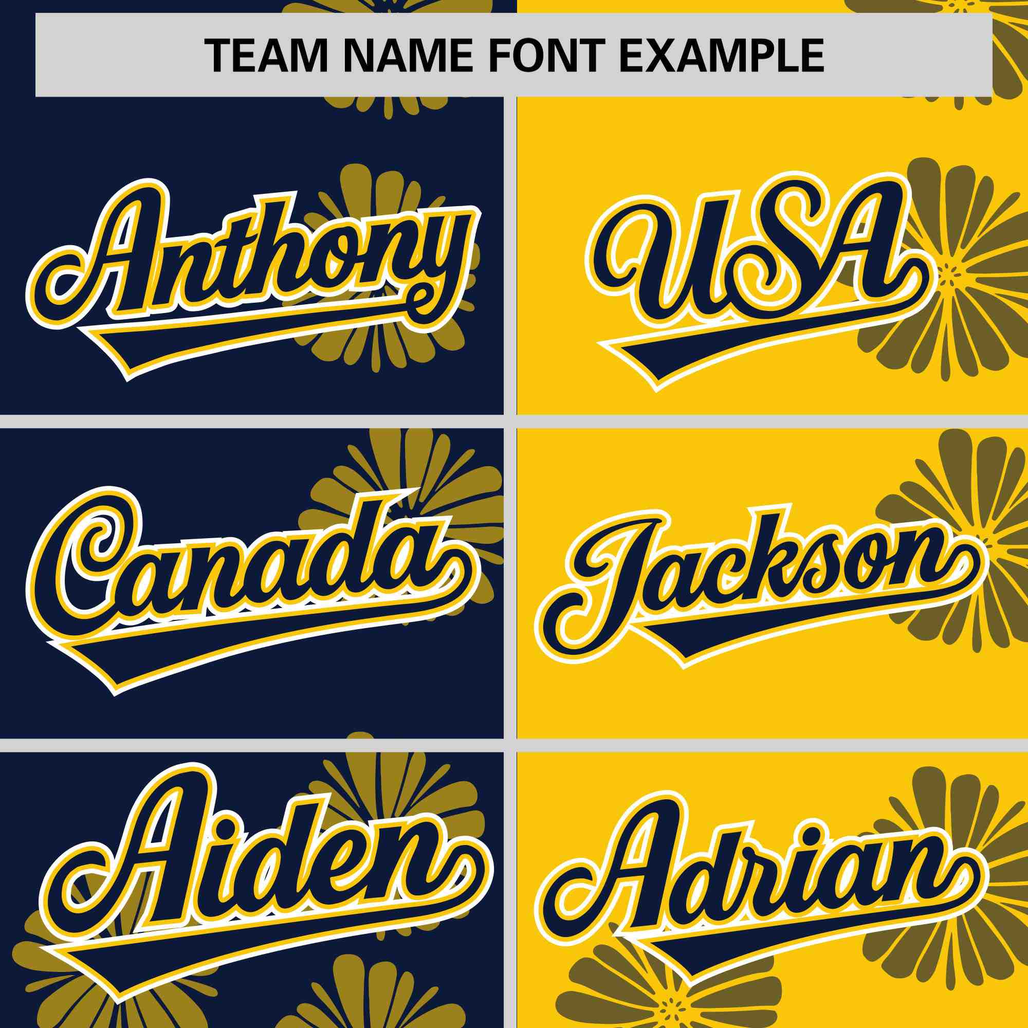 Custom Navy Gold Split Fashion Flower Graffiti Pattern Authentic Baseball Jersey