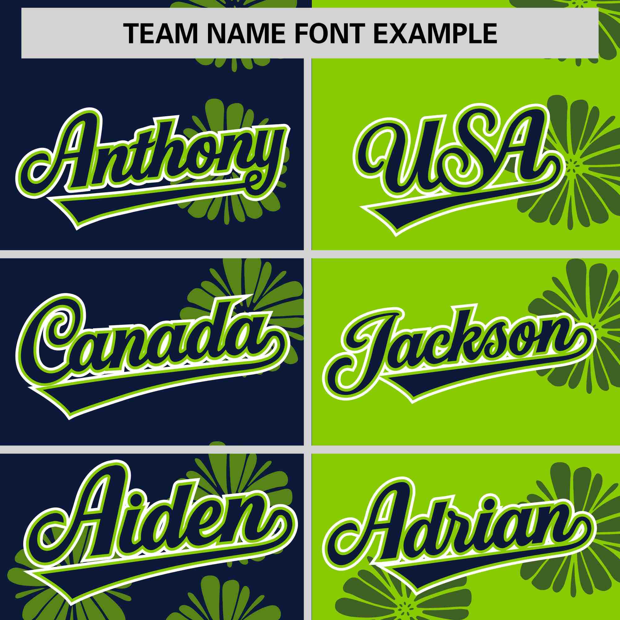 Custom Navy Neon Green Split Fashion Flower Graffiti Pattern Authentic Baseball Jersey