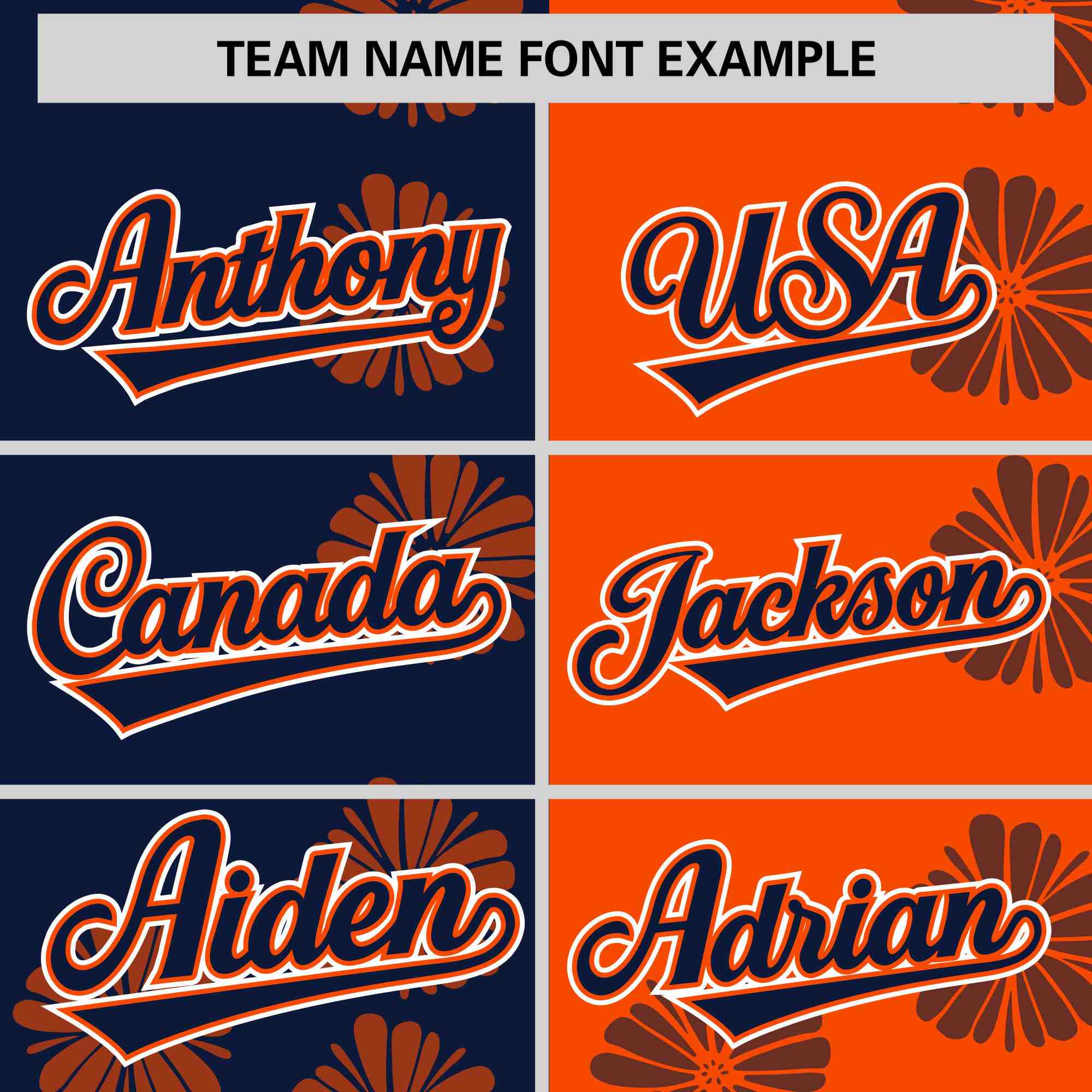 Custom Navy Orange Split Fashion Flower Graffiti Pattern Authentic Baseball Jersey