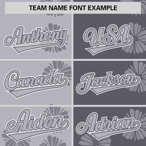 Custom Light Gray Dark Gray Split Fashion Flower Graffiti Pattern Authentic Baseball Jersey