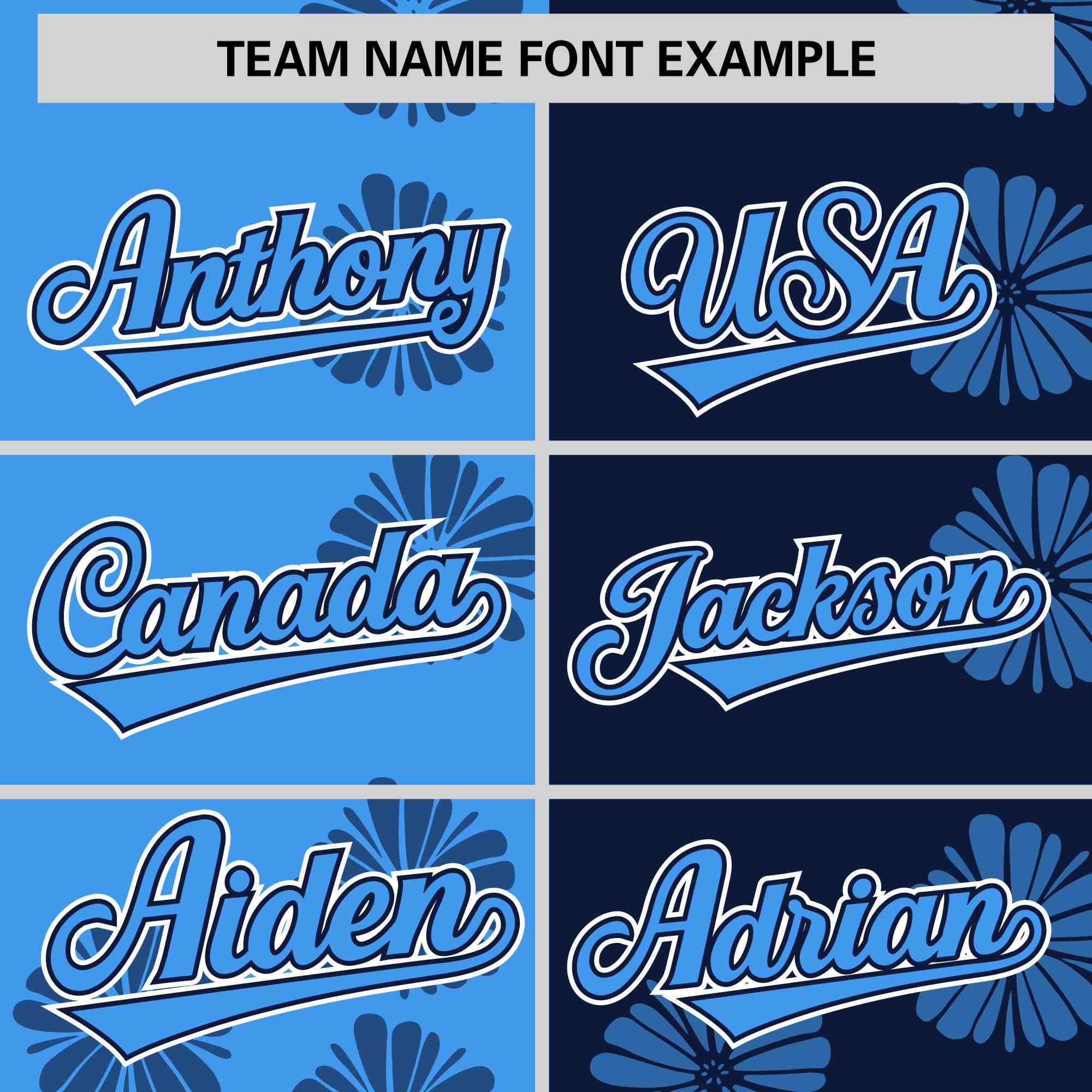 Custom Powder Blue Navy Split Fashion Flower Graffiti Pattern Authentic Baseball Jersey