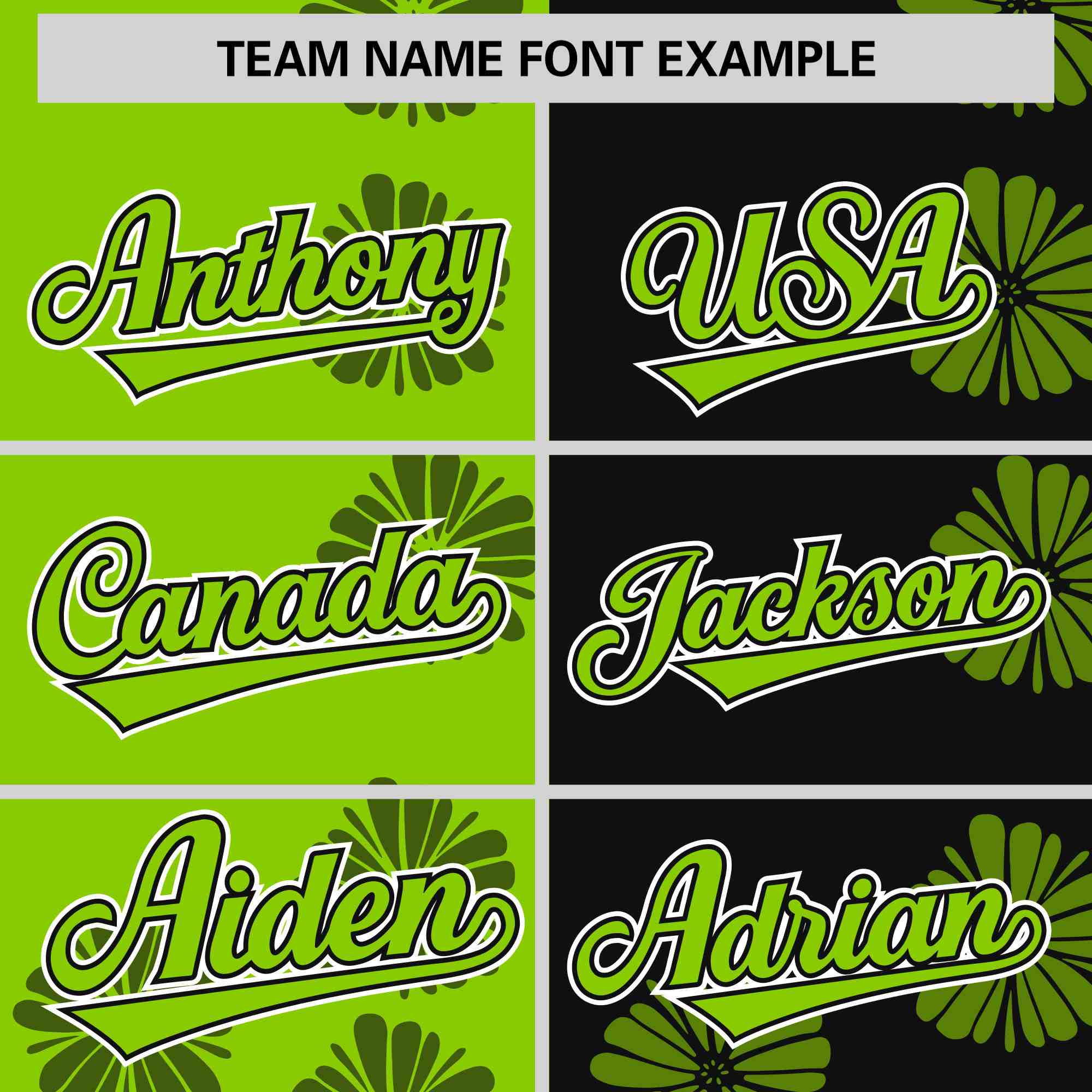 Custom Neon Green Black Split Fashion Flower Graffiti Pattern Authentic Baseball Jersey