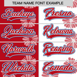 Custom Red White Split Fashion Flower Graffiti Pattern Authentic Baseball Jersey