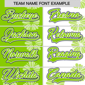 Custom Neon Green White Split Fashion Flower Graffiti Pattern Authentic Baseball Jersey