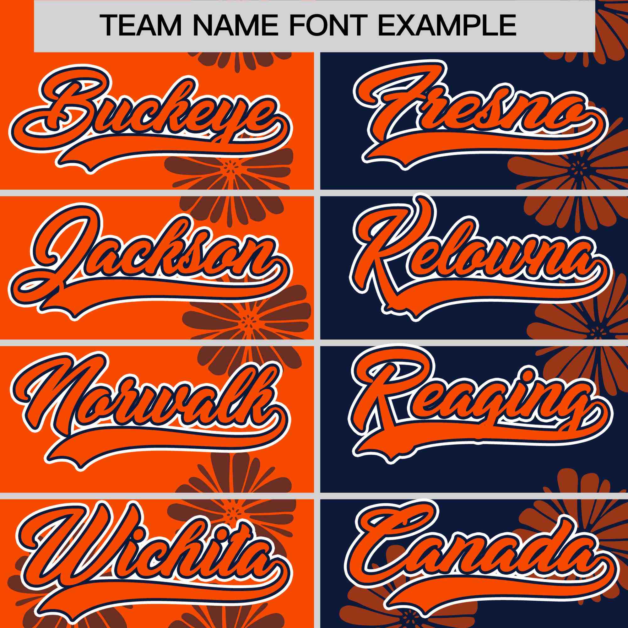 Custom Orange Navy Split Fashion Flower Graffiti Pattern Authentic Baseball Jersey