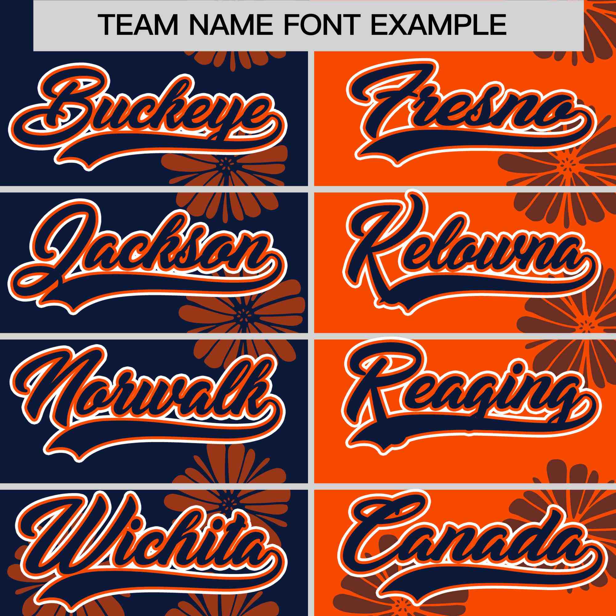 Custom Navy Orange Split Fashion Flower Graffiti Pattern Authentic Baseball Jersey