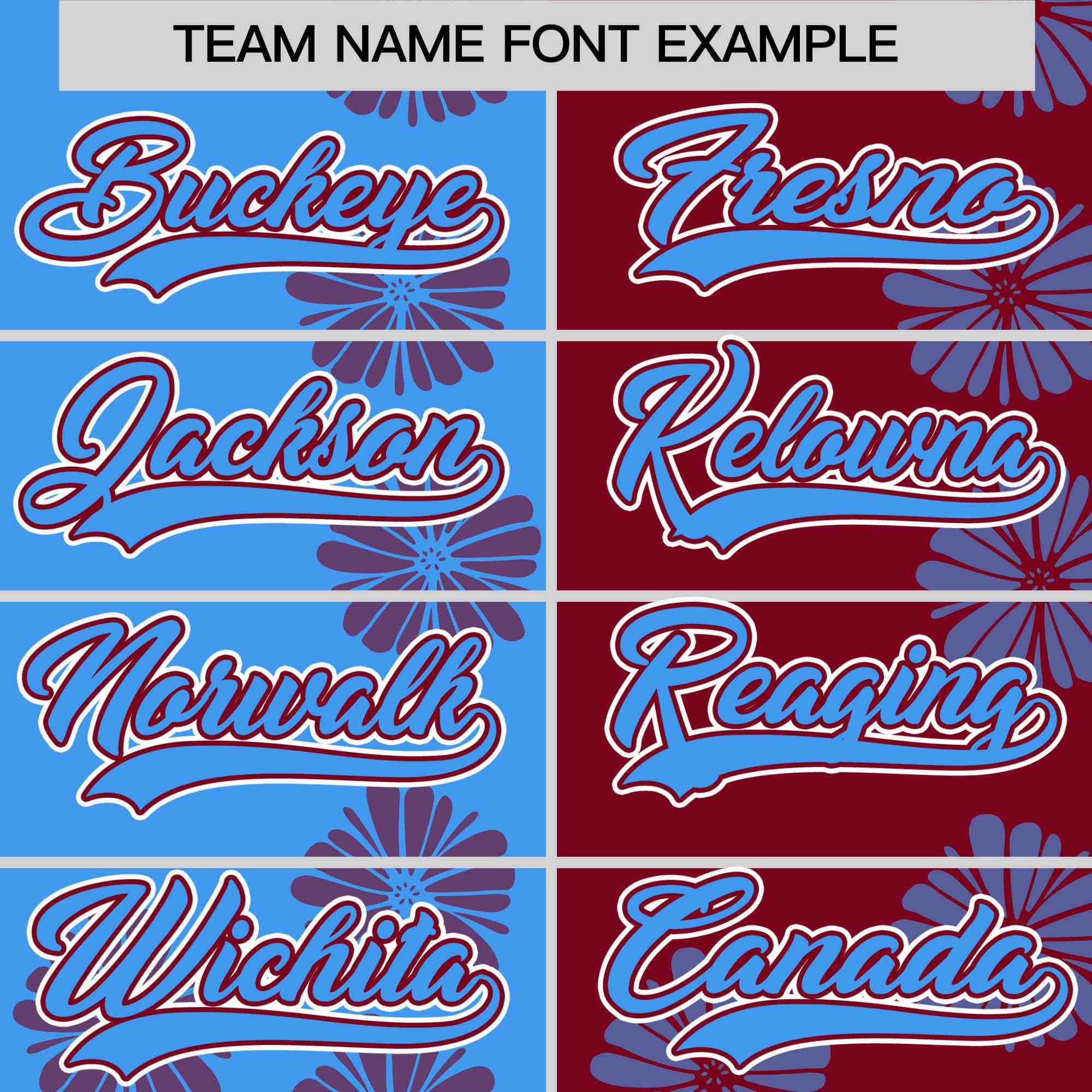 Custom Powder Blue Crimson Split Fashion Flower Graffiti Pattern Authentic Baseball Jersey