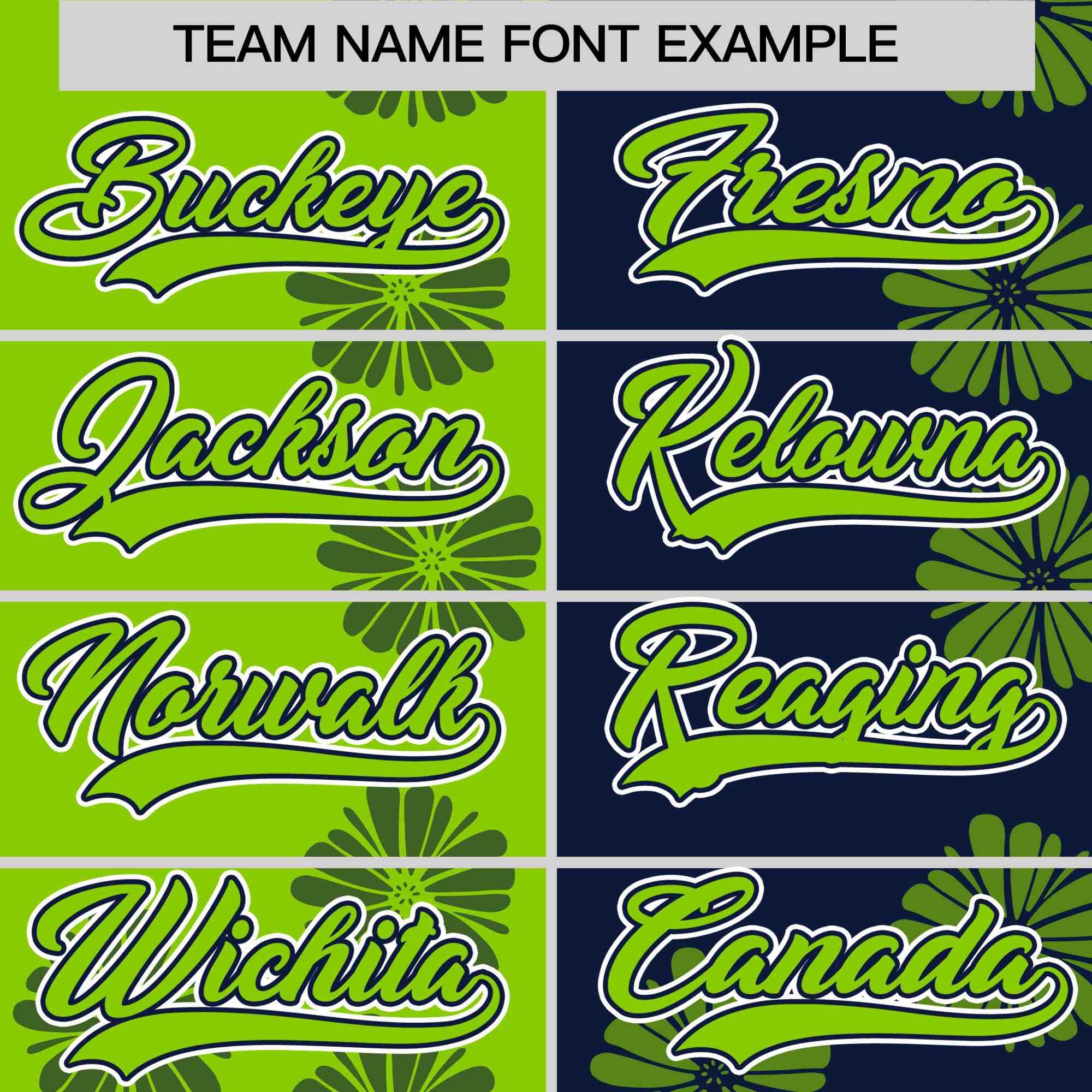 Custom Neon Green Navy Split Fashion Flower Graffiti Pattern Authentic Baseball Jersey