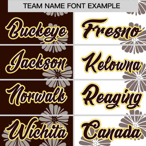 Custom Brown White Split Fashion Flower Graffiti Pattern Authentic Baseball Jersey