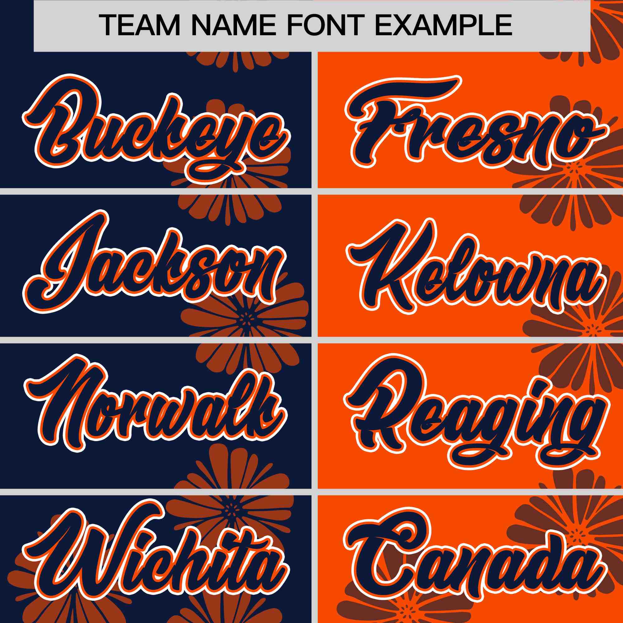 Custom Navy Orange Split Fashion Flower Graffiti Pattern Authentic Baseball Jersey