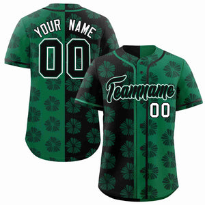 Maillot de Baseball personnalisé noir Kelly vert fendu, motif fleur Graffiti, authentique