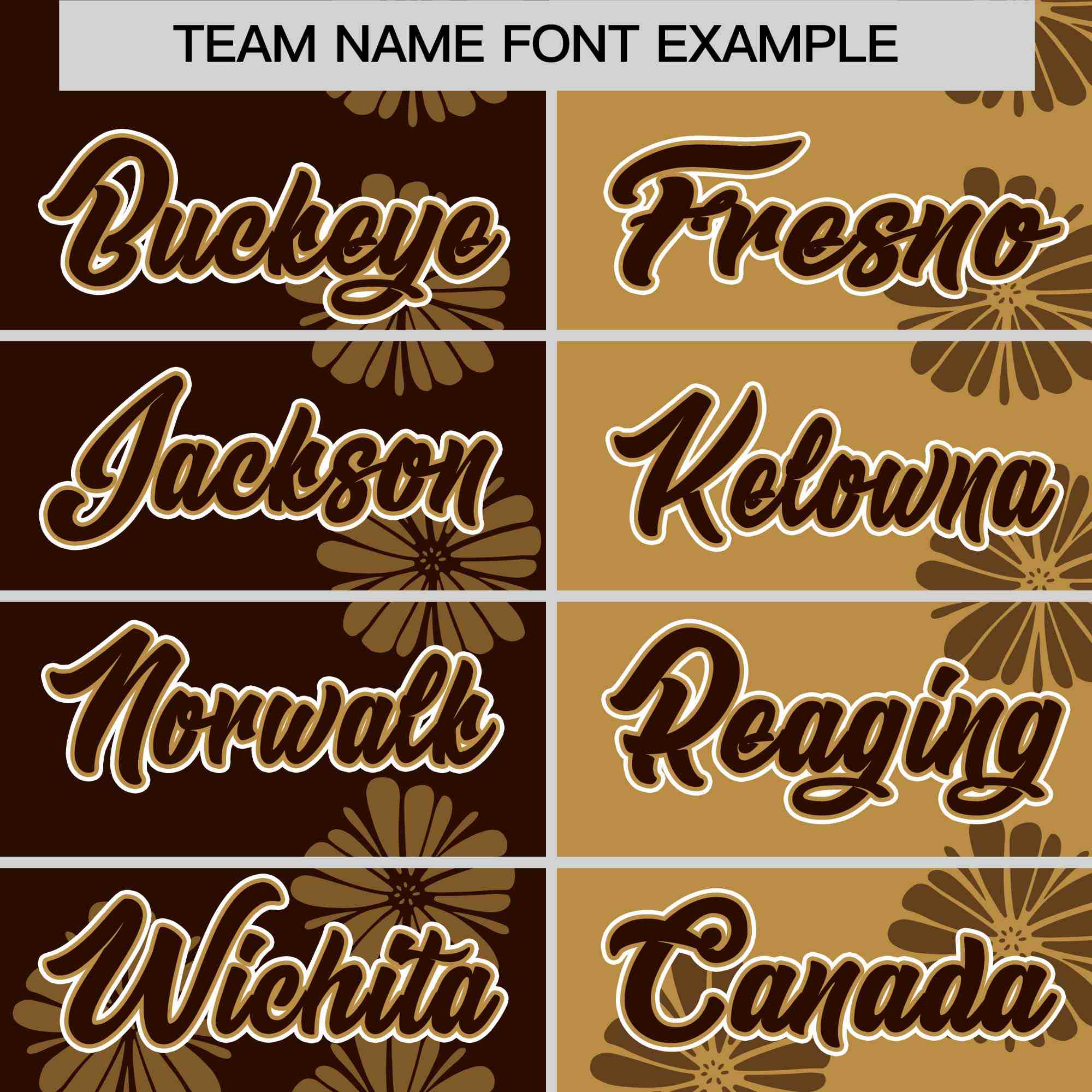 Custom Brown Old Gold Split Fashion Flower Graffiti Pattern Authentic Baseball Jersey