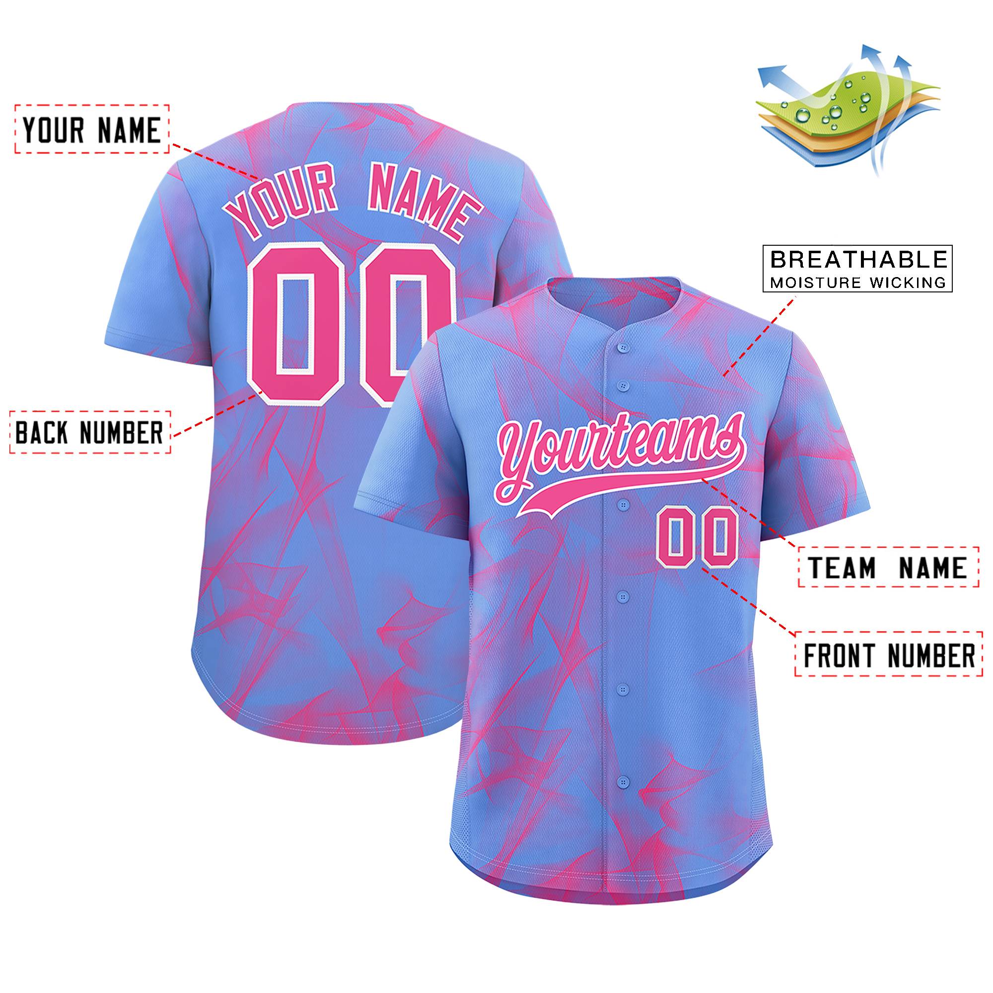 Custom Light Blue Fumes Graffiti Pattern Authentic Baseball Jersey