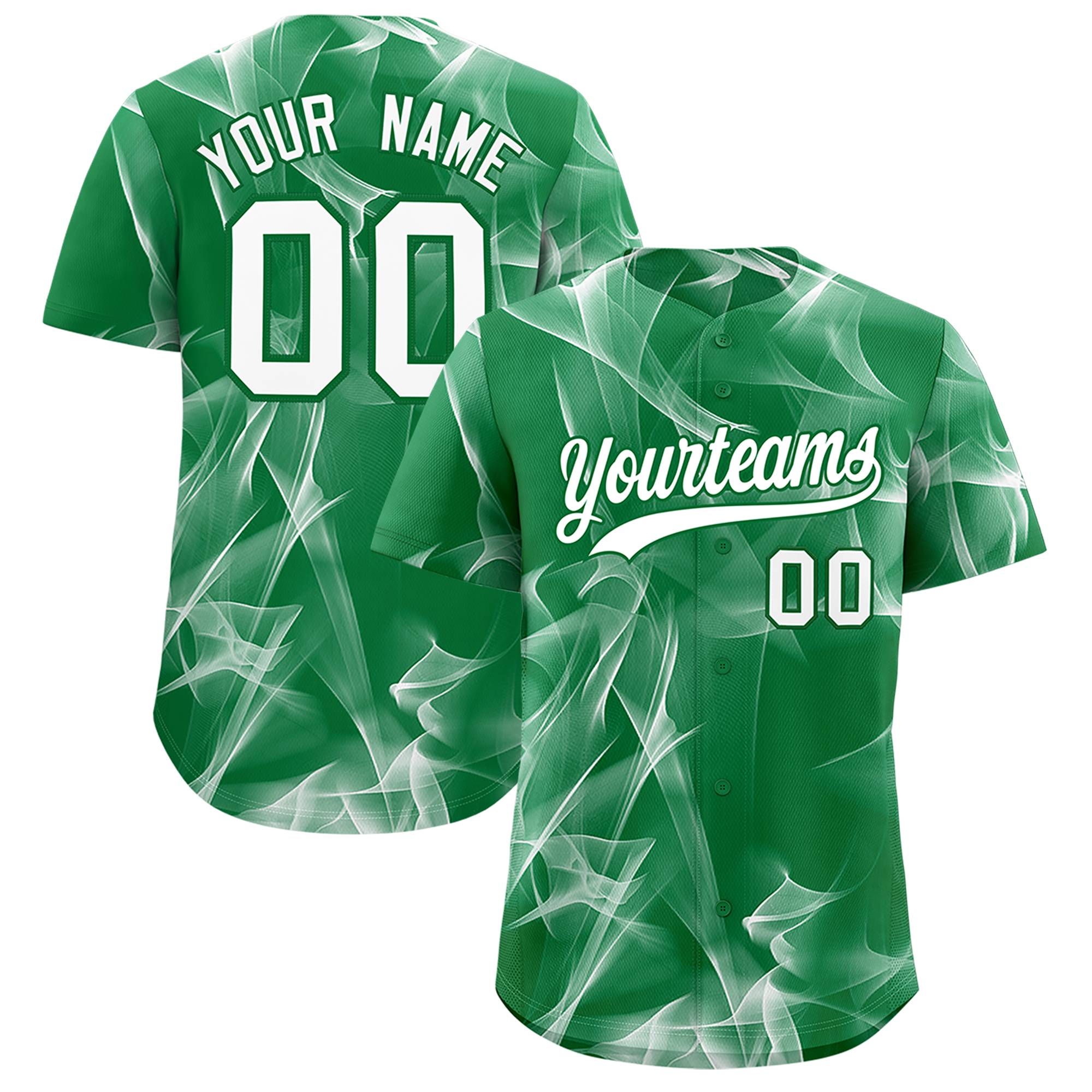 Custom Kelly Green Fumes Graffiti Pattern Authentic Baseball Jersey